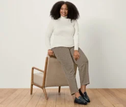 Komfort-Palazzohose mit Hahnentritt-Jacquard