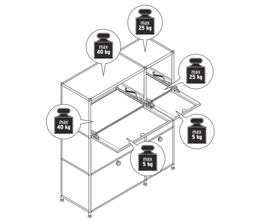 Kommode »CN3« mit 6 Klappen, schwarz