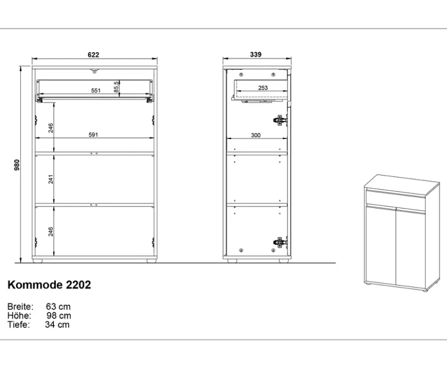 Kommode »Lemont«, steingrau