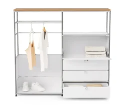 Kommode Metall »CN3« mit Holzplatte, 1 Kleiderstange, 1 Klappenfach und 3 Schubladen, weiß