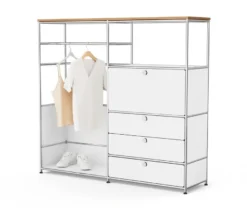 Kommode Metall »CN3« mit Holzplatte, 1 Kleiderstange, 1 Klappenfach und 3 Schubladen, weiß