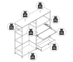 Kommode Metall »CN3« mit Holzplatte, 1 Kleiderstange, 1 Klappenfach und 3 Schubladen, weiß