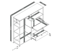 Kommode Metall »CN3« mit Holzplatte, 1 Kleiderstange, 1 Klappenfach und 3 Schubladen, weiß