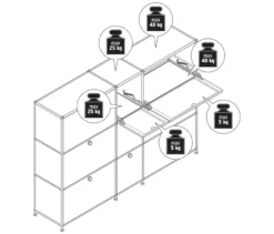 Kommode Metall »CN3« mit 9 Klappenfächern, taupe