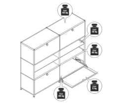 Kommode Metall »CN3« mit 4 Klappenfächern, grau