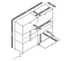 Kommode Metall »CN3« mit 4 Klappenfächern, schwarz