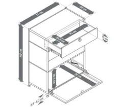 Kommode Metall »CN3« mit 3 Schubladen und Klappenfach, grau
