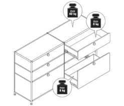 Kommode Metall »CN3« mit 6 Schubladen, grau