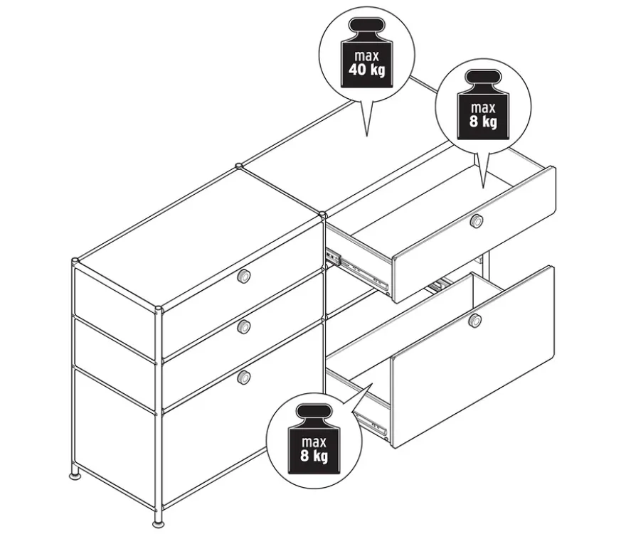 Kommode Metall »CN3« mit 6 Schubladen, grau