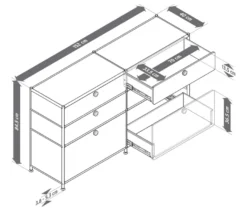 Kommode Metall »CN3« mit 6 Schubladen, grau