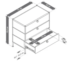 Kommode Metall »CN3« mit 3 Schubladen, grau