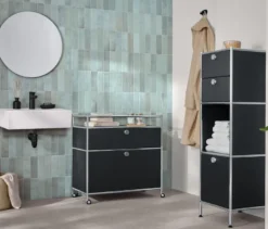 Kommode Metall »CN3« mit 1 Schublade, 1 Klappenfach und Umrandung