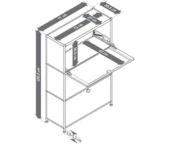 Kommode Metall »CN3 Slim Line« mit 3 Klappfächern, taupe