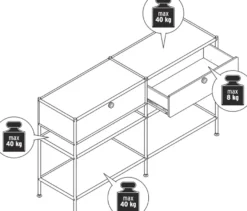 Konsole Metall »CN3« mit 2 Schubladen, schwarz