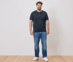 Kurzarm-Henley, navy