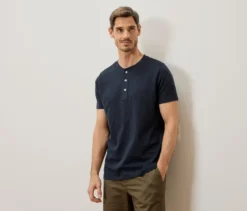 Kurzarm-Henley, navy