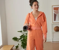 Kurze Sport-Sweatjacke, orange