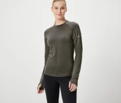 Langarm-Funktionsshirt, olivgrün