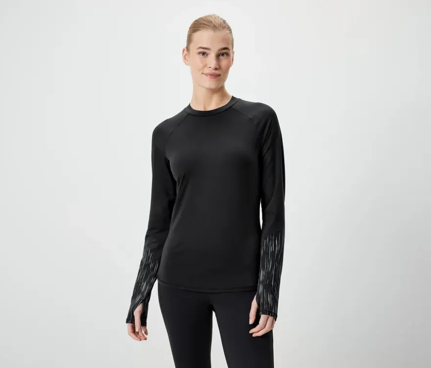 Langarm-Funktionsshirt, schwarz-silberfarben
