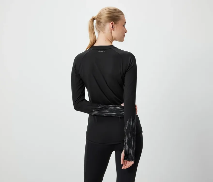 Langarm-Funktionsshirt, schwarz-silberfarben