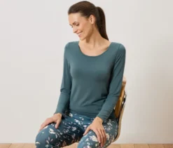 Langarmshirt im Modal-Seide-Mix