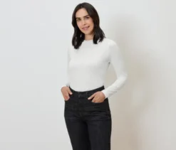Langarmshirt, weiß