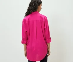 Lange Leinenbluse, pink