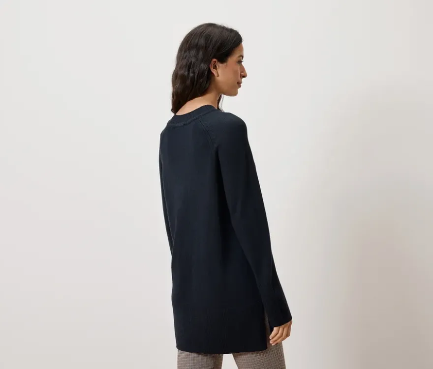 Langer Strickpullover, dunkelblau