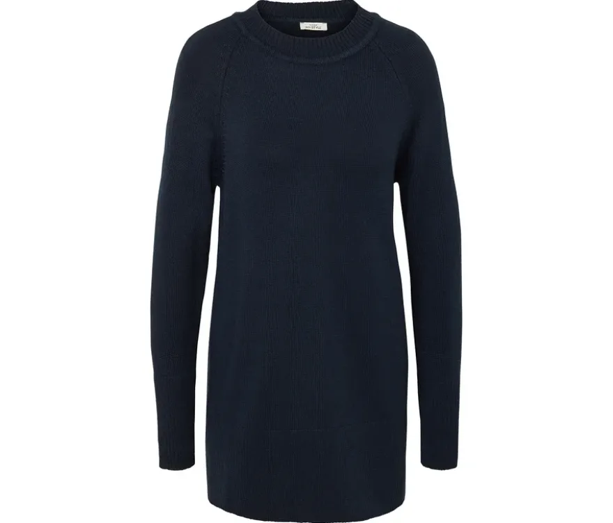 Langer Strickpullover, dunkelblau