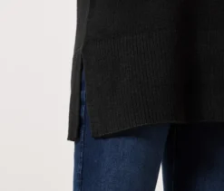 Langer Strickpullover, schwarz