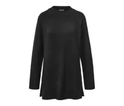 Langer Strickpullover, schwarz
