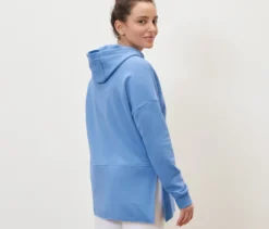 Langes Kapuzensweatshirt hellblau
