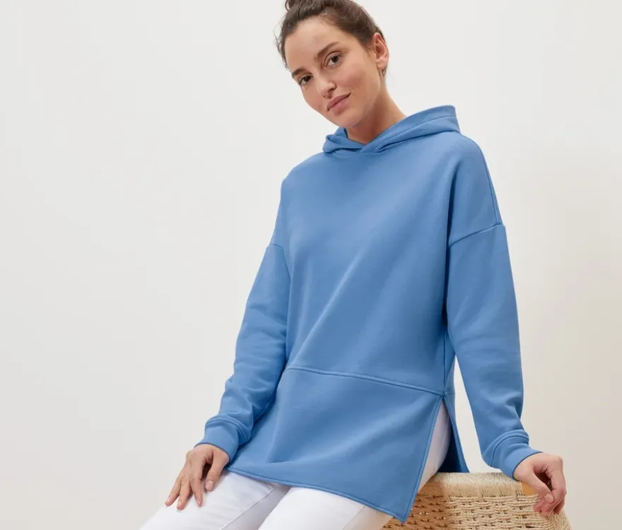 Langes Kapuzensweatshirt hellblau