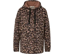 Langes Kapuzensweatshirt mit Leo-Alloverprint