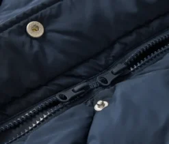 Lange Steppweste mit Kapuze