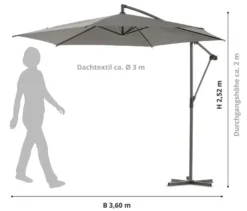 Leco Ampelschirm* Ø 300 cm, inkl. Schirmständer und Abdeckhaube, anthrazit