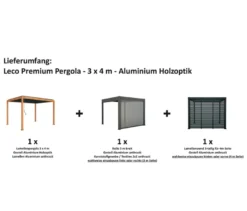 Leco Premium Pergola, 3 x 4 m, inkl. 2 Seitenwänden, Holzdekor