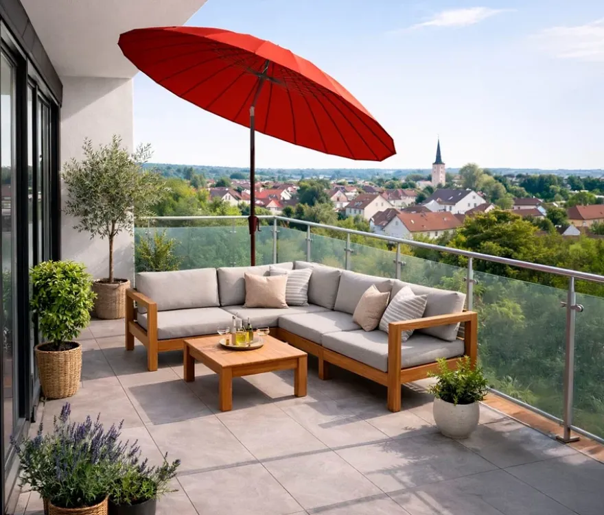 Leco Shanghai Sonnenschirm*, Ø 270 cm, rot