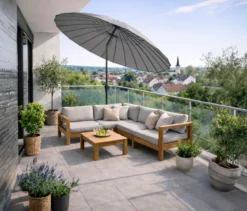 Leco Shanghai Sonnenschirm*, Ø 270 cm, hellgrau