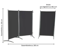 Leco Stellwand, 3-teilig, anthrazit