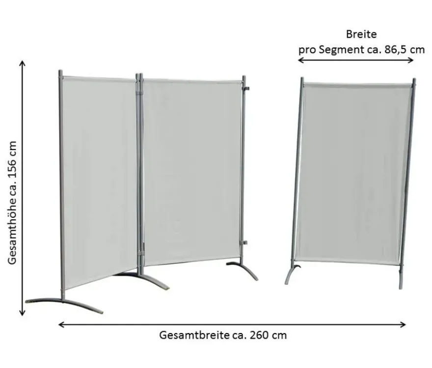 Leco Stellwand, 3-teilig, hellgrau