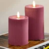 2 LED-Echtwachskerzen, rosé