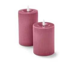 2 LED-Echtwachskerzen, rosé