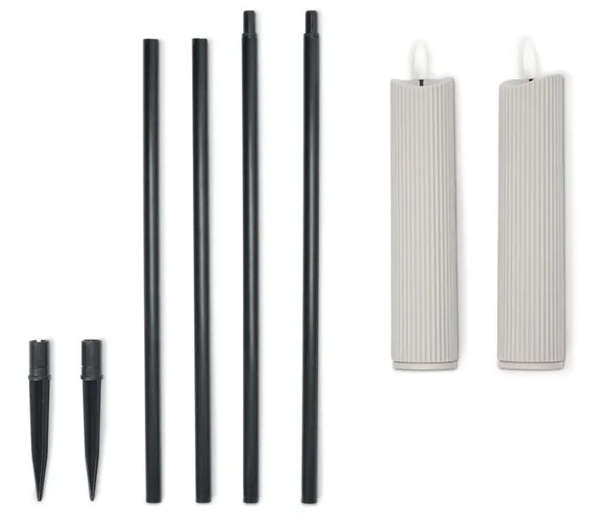 2 LED-Gartenfackeln, grau