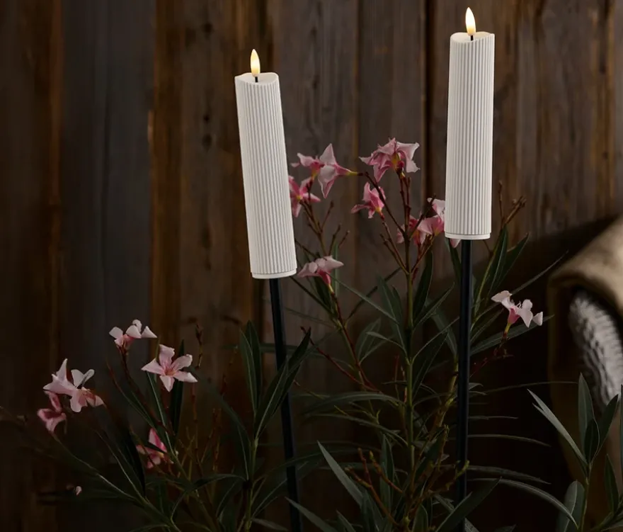2 LED-Gartenfackeln, grau