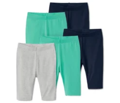 5 Leggings, blau, grün, grau