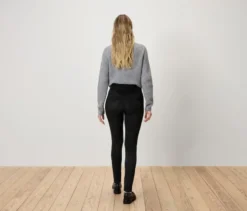 Leggings in Veloursoptik, schwarz