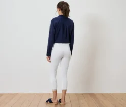 3/4-Leggings mit Spitzenborte, weiß