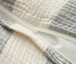 Leichte Musselin-Bettwäsche, breite Streifen, Normalgröße