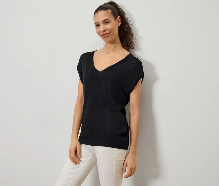 Leichtes Strickshirt, schwarz